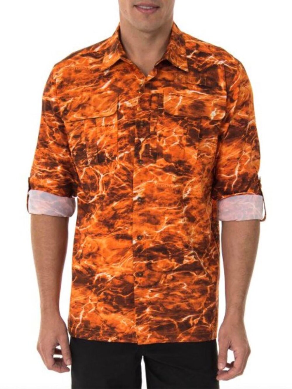 MOSSY OAK Men’s Shirt Adjustable Long Sleeve UV Protection Campfire Size XL NEW - Picture 3 of 8